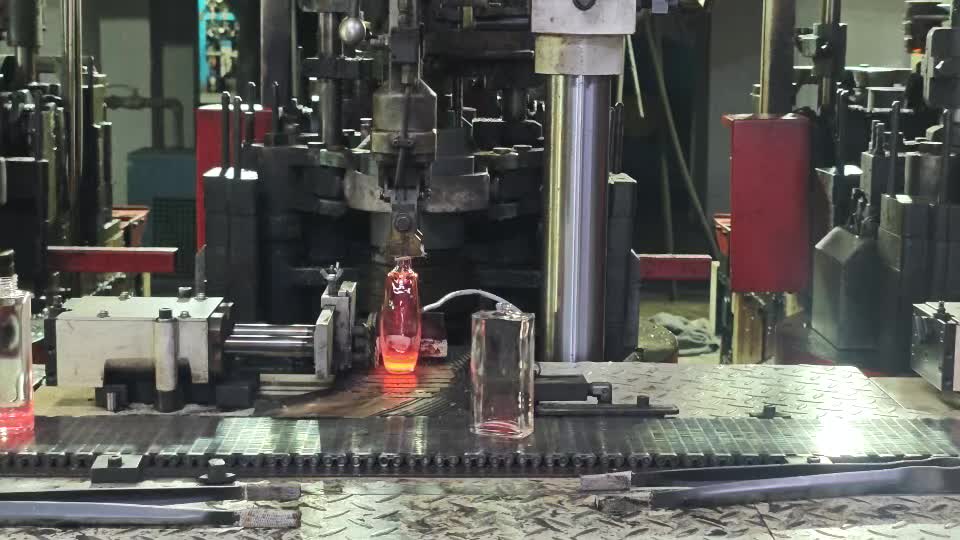 Factory interior with glass bottles