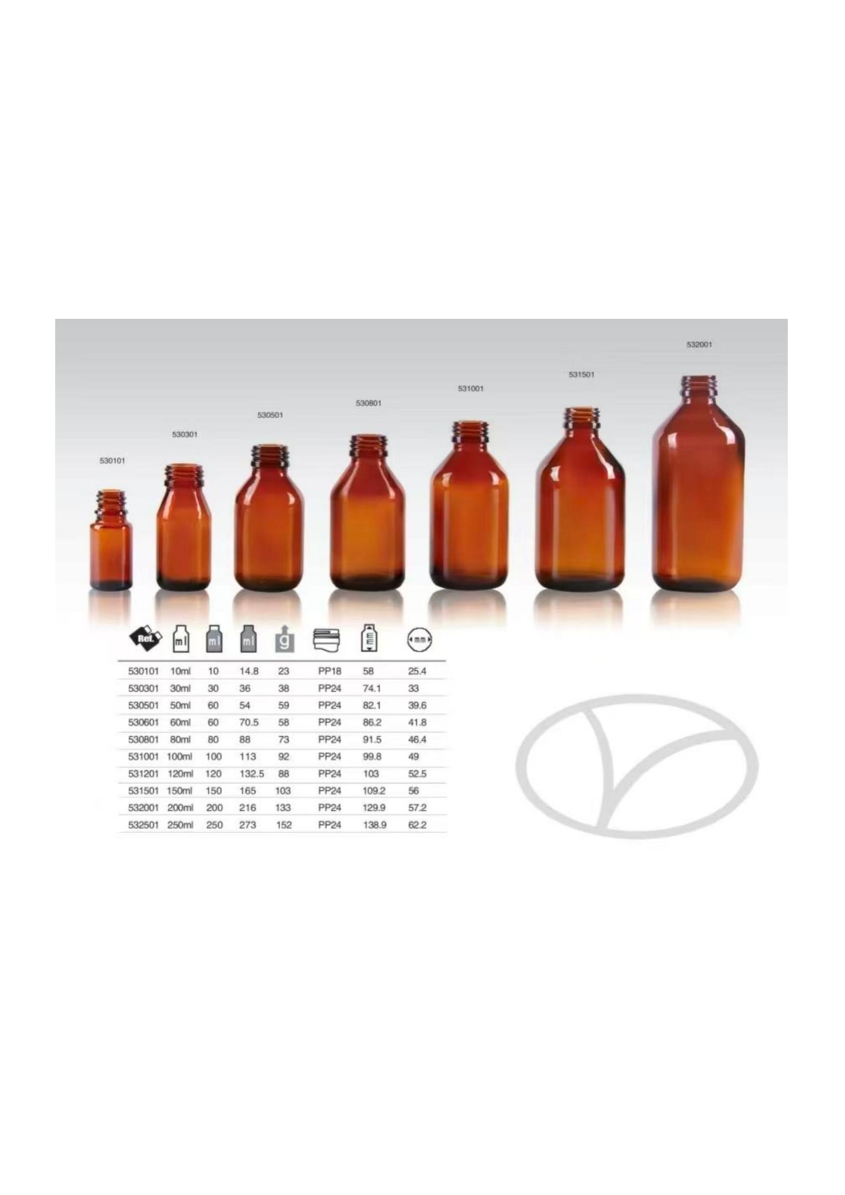 Amber glass pharmaceutical bottle