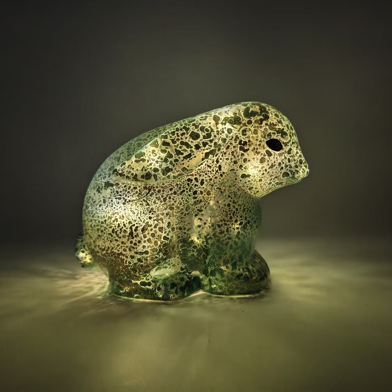 Decorative rabbit glass art piece